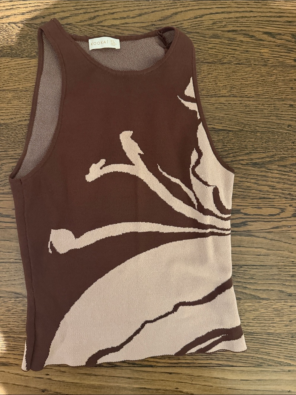 Kookai Maroon and Blush Abstract Knit Tank